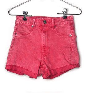 AEO Distressed Super Stretch Red Denim Shorts
